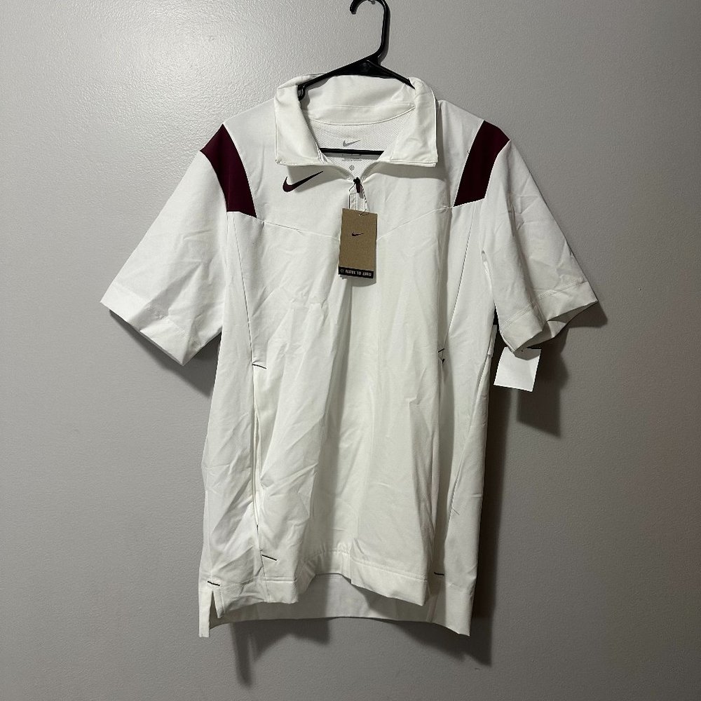Nike Short Sleeve 1/4 Zip Windbreaker White Maroon DJ5113-106 Size Small S